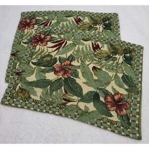 2 Mohawk Home Tapestry Pillow Sham/Case W/ Blooming Hibiscus Theme 26.5"x 21"
